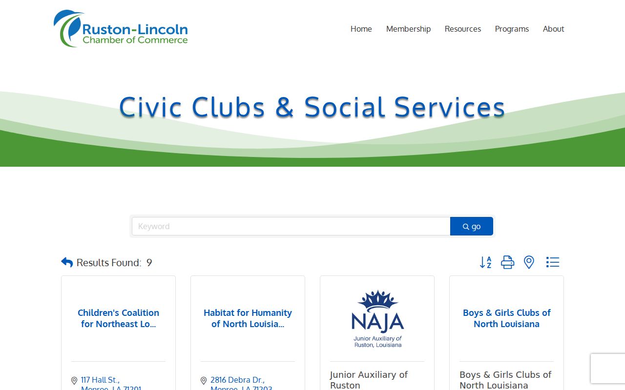 Ruston civic clubs and social services directory for neighborhood contacts