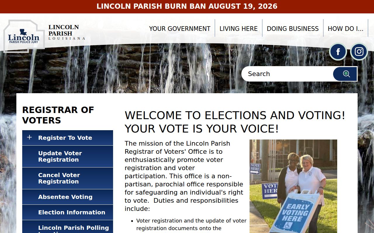 Lincoln Parish Registrar of Voters resource for Ruston neighbors