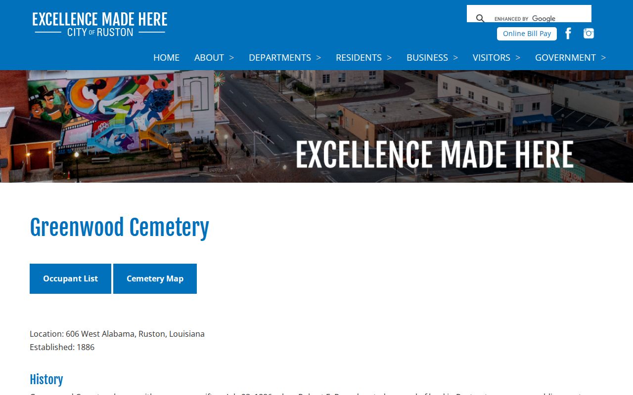 Greenwood Cemetery occupant resources for tracing Ruston previous residents