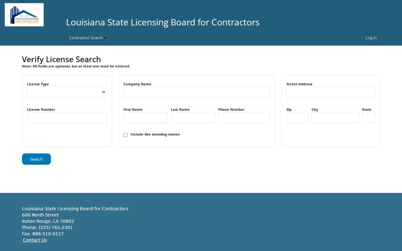 Ruston resident lookup through Louisiana contractor license search